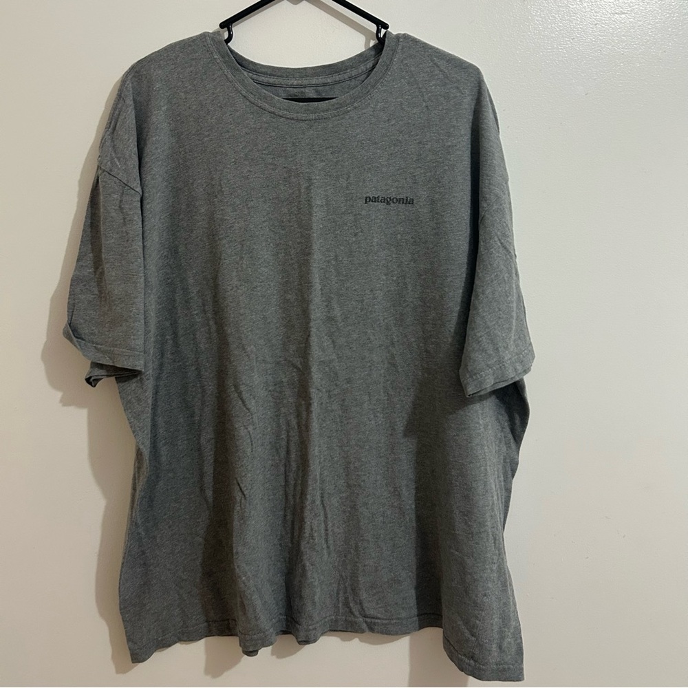 Patagonia T Shirt Mens 2XL Responsibili-Tee Gray Double Sided Graphic P-6 Logo